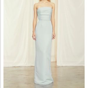 AMSALE Sonia Strapless Bridesmaid Dress in color Ice